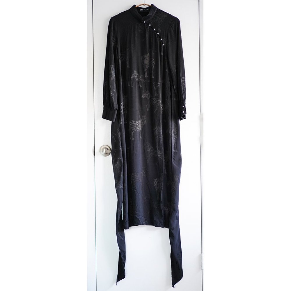 ZARA Black Midi Dress with Long Slit